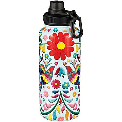 slide 1 of 1, Haven & Key Blue Floral Stainless Steel Water Bottle with Sport Lid, 32 oz