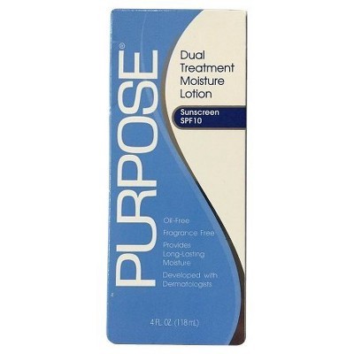 slide 1 of 4, Purpose Dual Treatment Moisture Lotion SPF 10, 4 fl oz