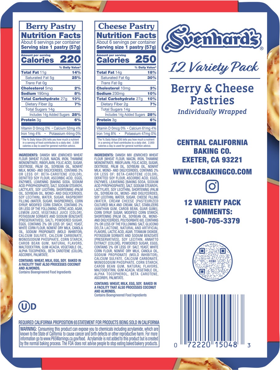 slide 2 of 3, Svenhard's Berry & Cheese Pastry Variety Pack, 12 ct