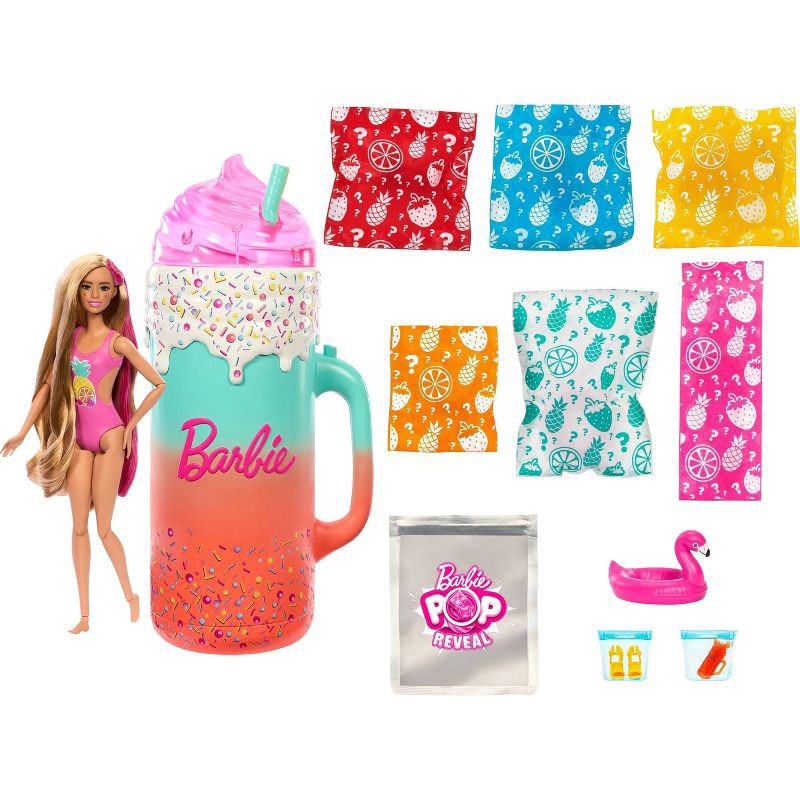 slide 4 of 6, Barbie Pop Reveal Rise & Surprise Gift Set with Scented Doll, Squishy Scented Pet & More, 15+ Surprises, 1 ct