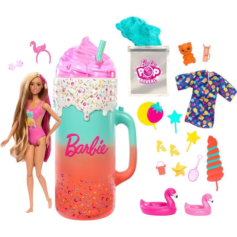 slide 1 of 6, Barbie Pop Reveal Rise & Surprise Gift Set with Scented Doll, Squishy Scented Pet & More, 15+ Surprises, 1 ct