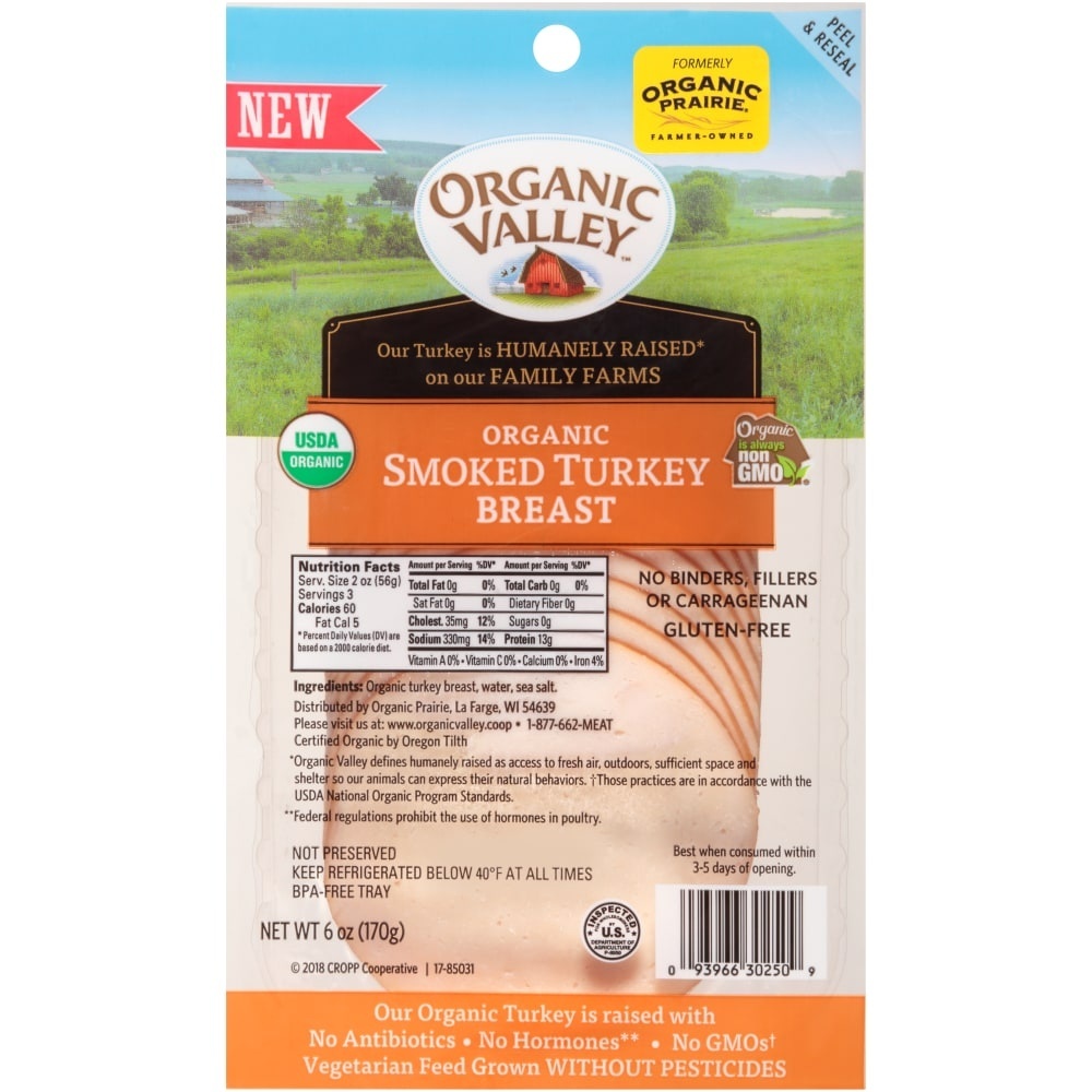 slide 1 of 1, Organic Valley Turkey Breast, Organic, Smoked, 6 oz