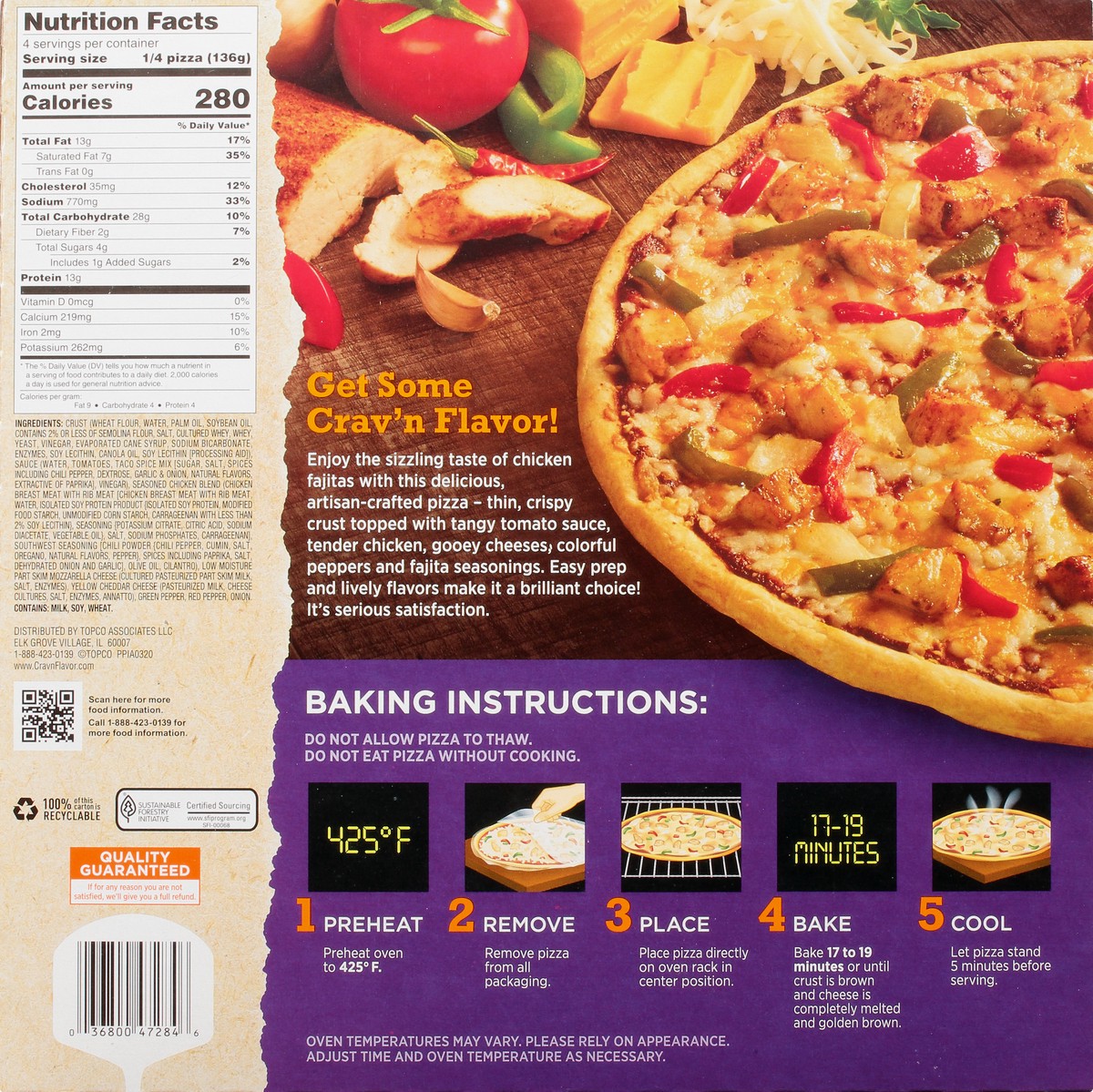 slide 9 of 14, Crav'n Flavor Artisan Thin Crust Fajita Chicken Pizza 19.2 oz, 19.2 oz