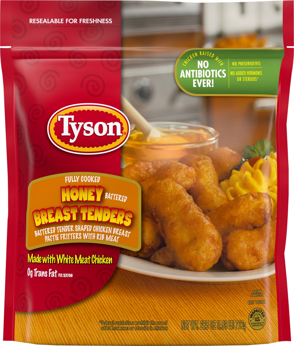 slide 4 of 6, Tyson Fully Cooked Honey Battered Breast Tenders, 25.5 oz. (Frozen), 25.5 oz