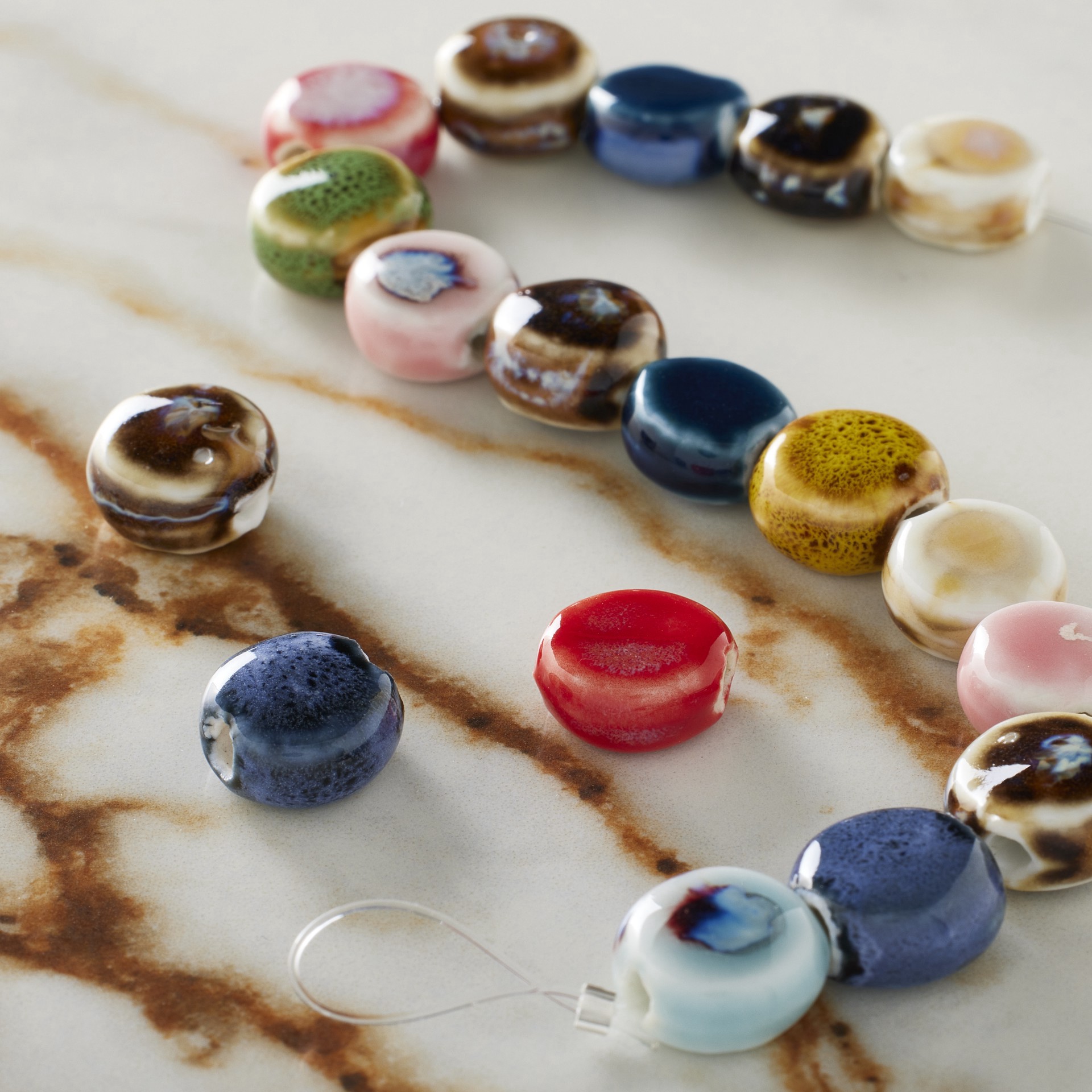 slide 3 of 3, Multicolor Ceramic Coin Beads, 10.5mm By Bead Landing, 10.5mm