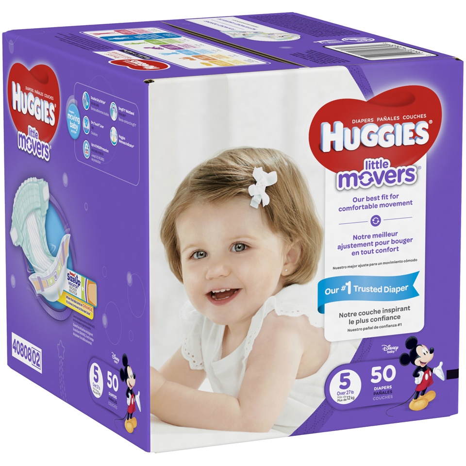 slide 2 of 3, Huggies Little Movers Diapers Size 5, 50 ct