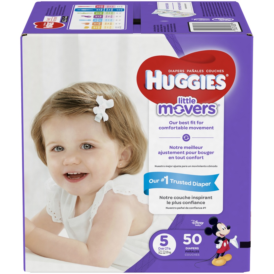 slide 1 of 3, Huggies Little Movers Diapers Size 5, 50 ct