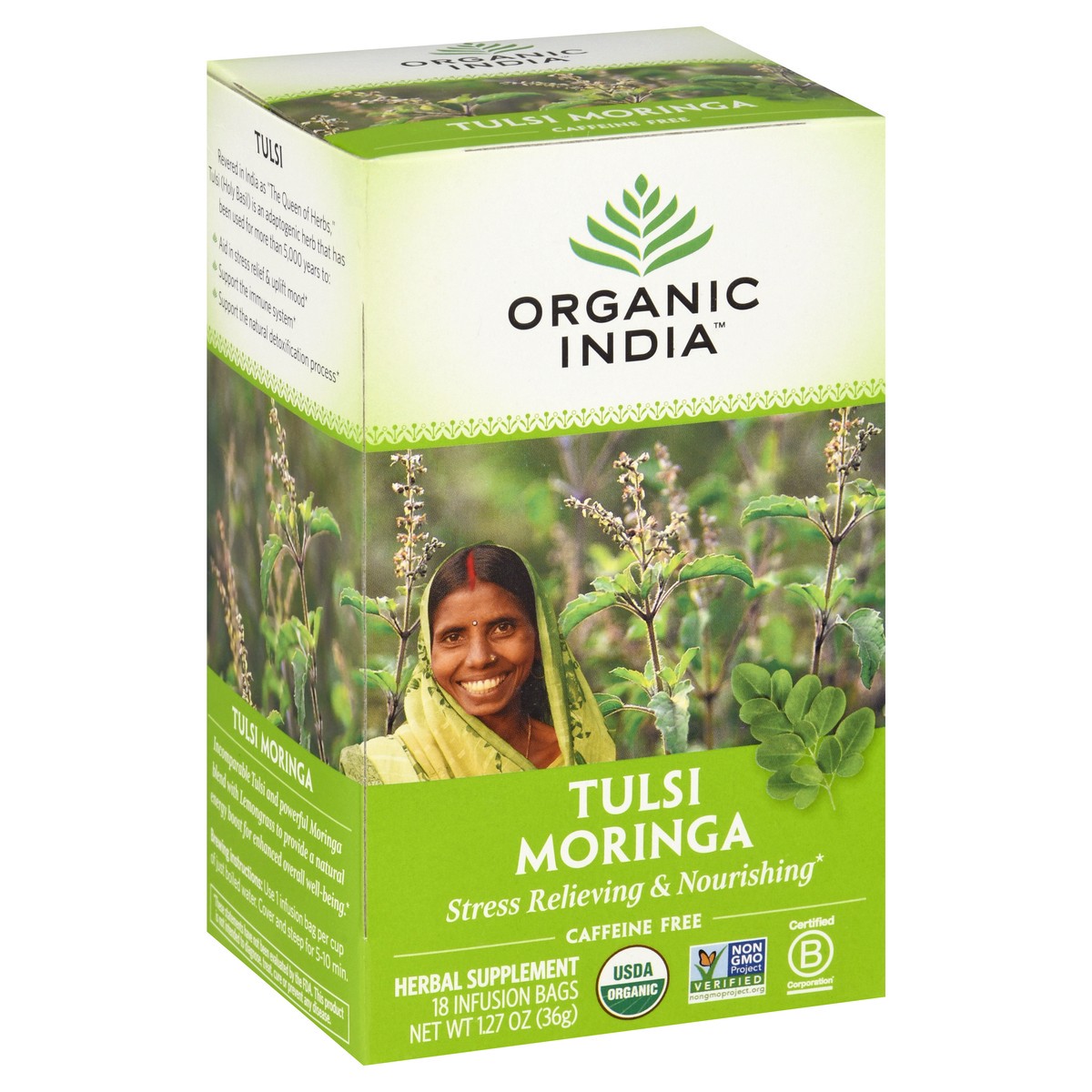 slide 7 of 12, Organic India Caffeine Free Infusion Bags Tulsi Moringa Herbal Supplement - 18 ct, 18 ct