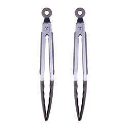 Grand Gourmet Mini Silicone Tong set, Gray, 2 pieces