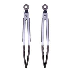 Grand Gourmet Mini Silicone Tong set, Gray, 2 pieces