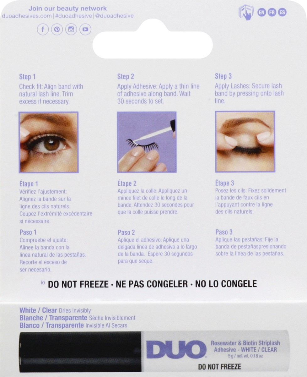 slide 7 of 9, DUO Rosewater & Biotin Clear Striplash Adhesive, 5 g