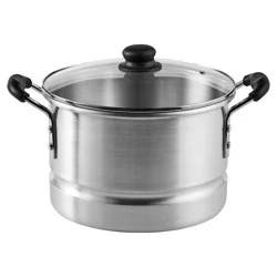 IMUSA Aluminum Steamer With Vented Glass Lid - Silver
