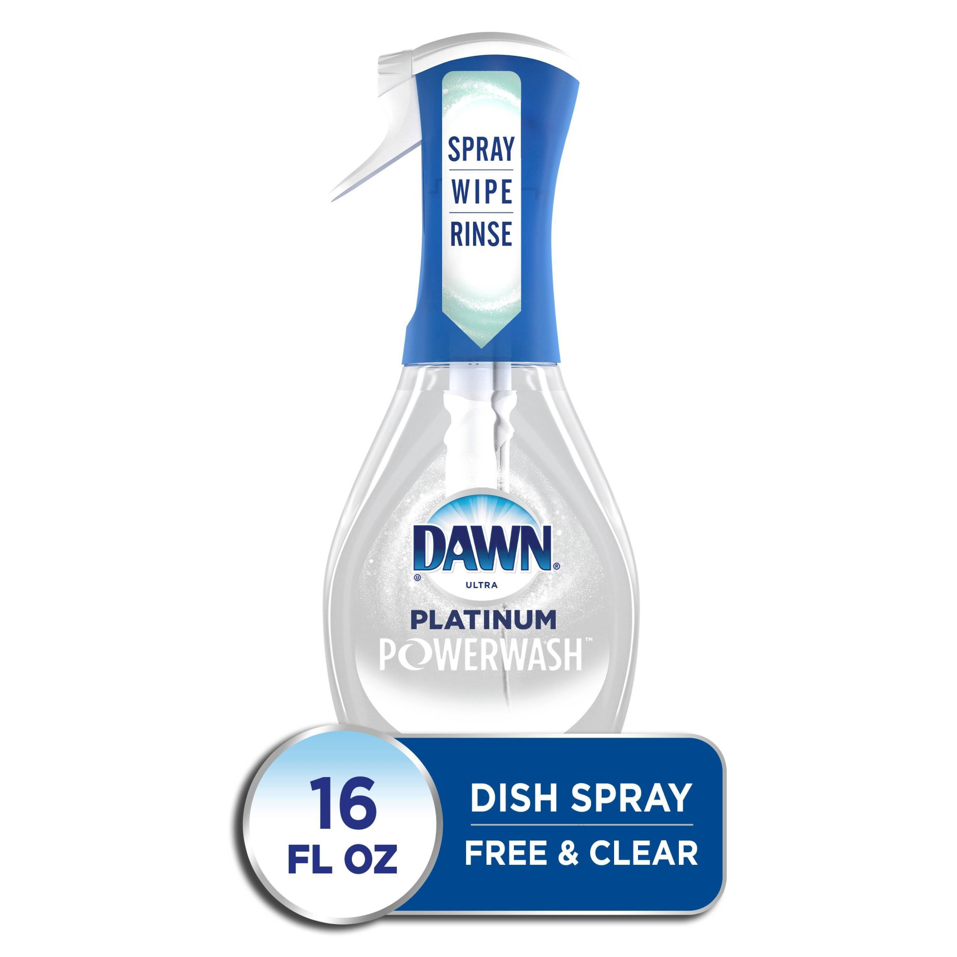 slide 1 of 1, Dawn Free & Clear Powerwash Dish Spray, Dish Soap, Pear Scent, 16 oz