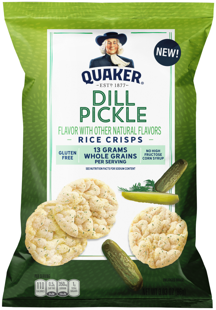 slide 2 of 2, Quaker Rice Crisps Dill Pickle Naturally And Artificially Flavored 3 Oz, 3 oz