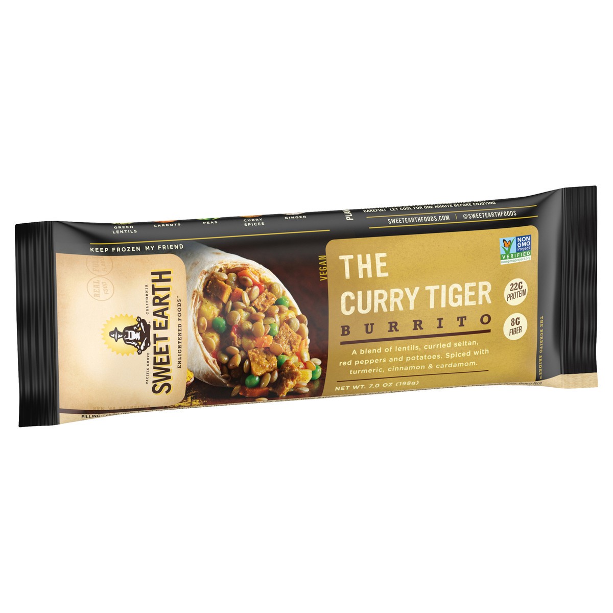 slide 2 of 8, Sweet Earth The Curry Tiger Vegan Frozen Burrito, 5.5 Oz, 5.5 oz