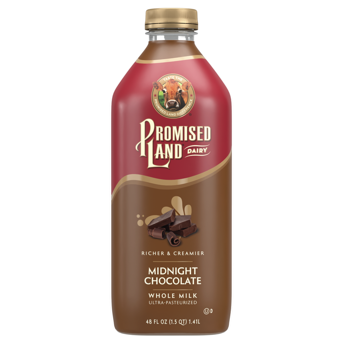 slide 1 of 1, Promised Land Dairy Midnight Chocolate Whole Milk - 48 fl oz, 48 fl oz