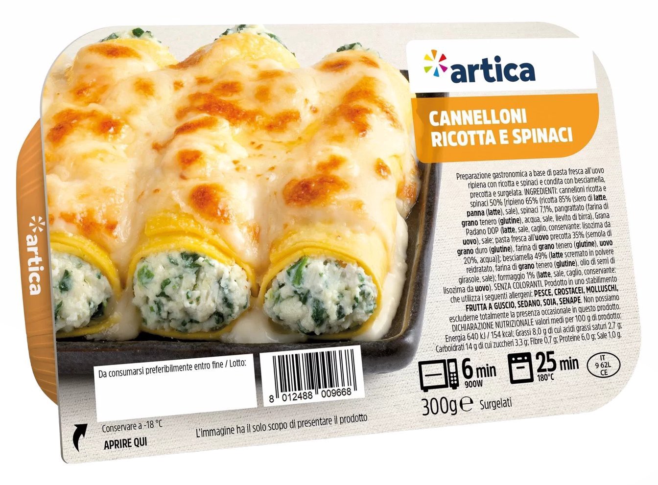 slide 1 of 1, Artica Ricotta & Spinach Cannelloni, 10.5 oz