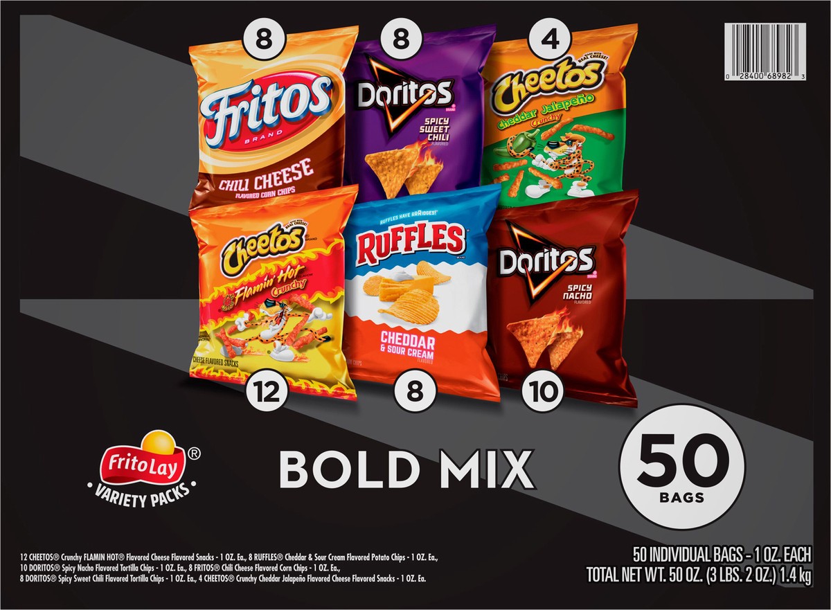 slide 4 of 13, Frito-Lay Bold Mix, Variety Packs, 50 ct