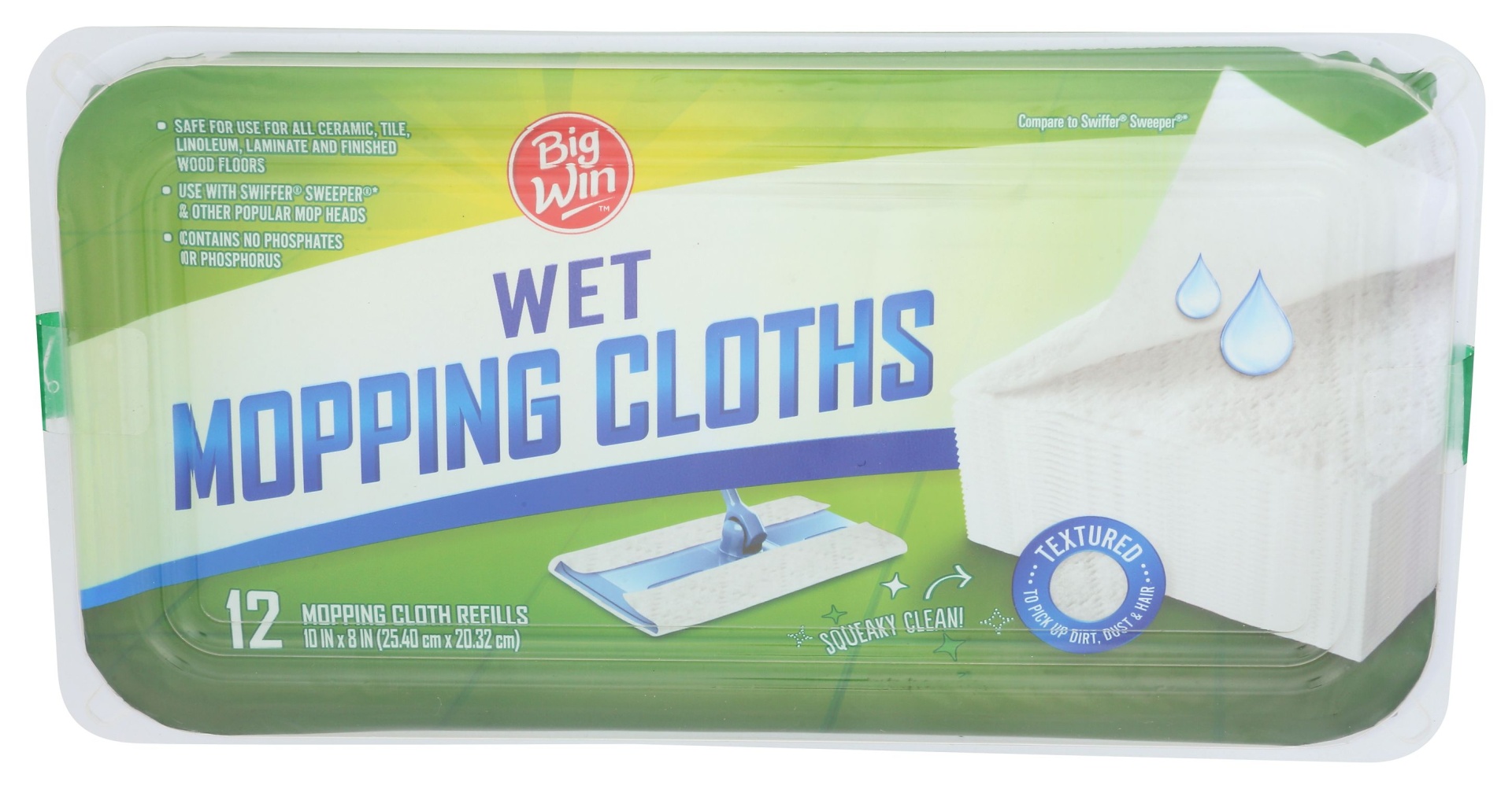 slide 1 of 1, Big Win Wet Mopping Cloths, 12 ct