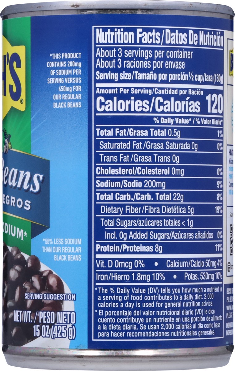 slide 6 of 9, Bush's Reduced Sodium Black Beans - 15oz, 15 oz