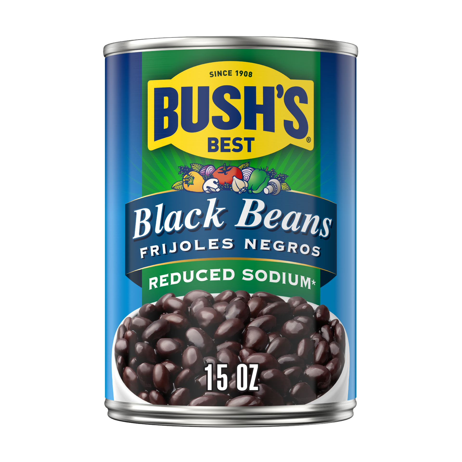 slide 1 of 9, Bush's Best Bush's Reduced Sodium Black Beans 15 oz, 15 oz