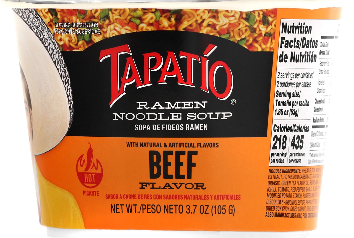 slide 9 of 11, Tapatio Ramen Noodle Soup, Beef Flavor, 3.7 oz