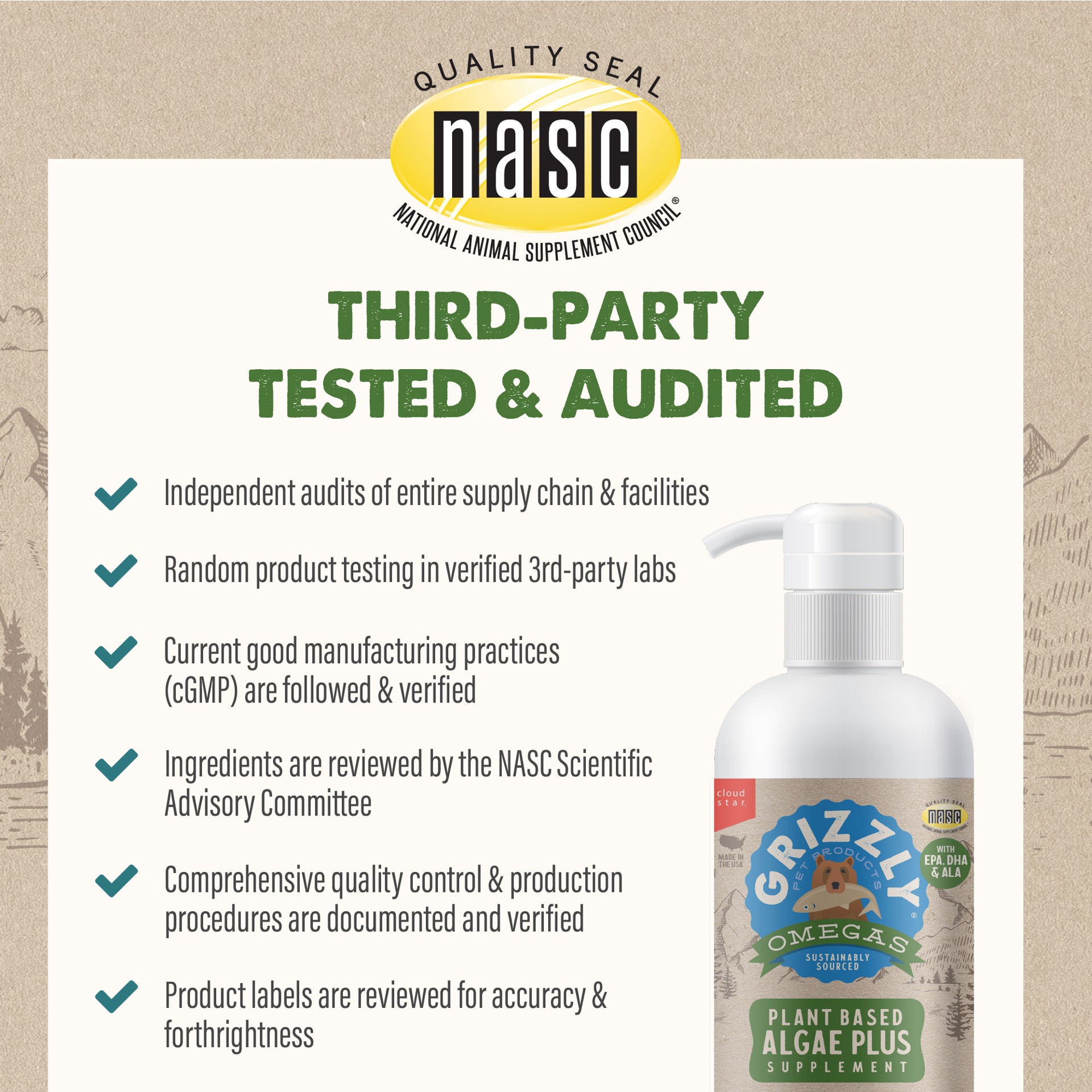 slide 3 of 9, Grizzly Algal Plus Omega 3-6-9 Food Supplement for Dogs and Cats, 16 oz. Bottle, 16 oz