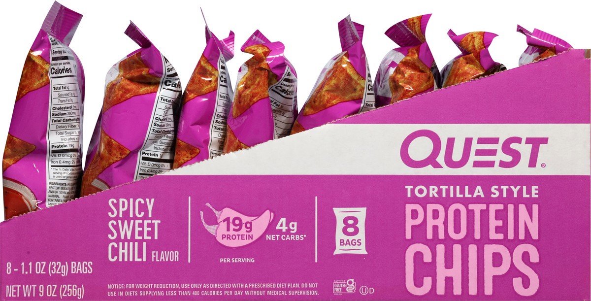 slide 13 of 13, Quest Tortilla Style Spicy Sweet Chili Flavor Protein Chips 8 - 1.1 oz Bags, 8 ct