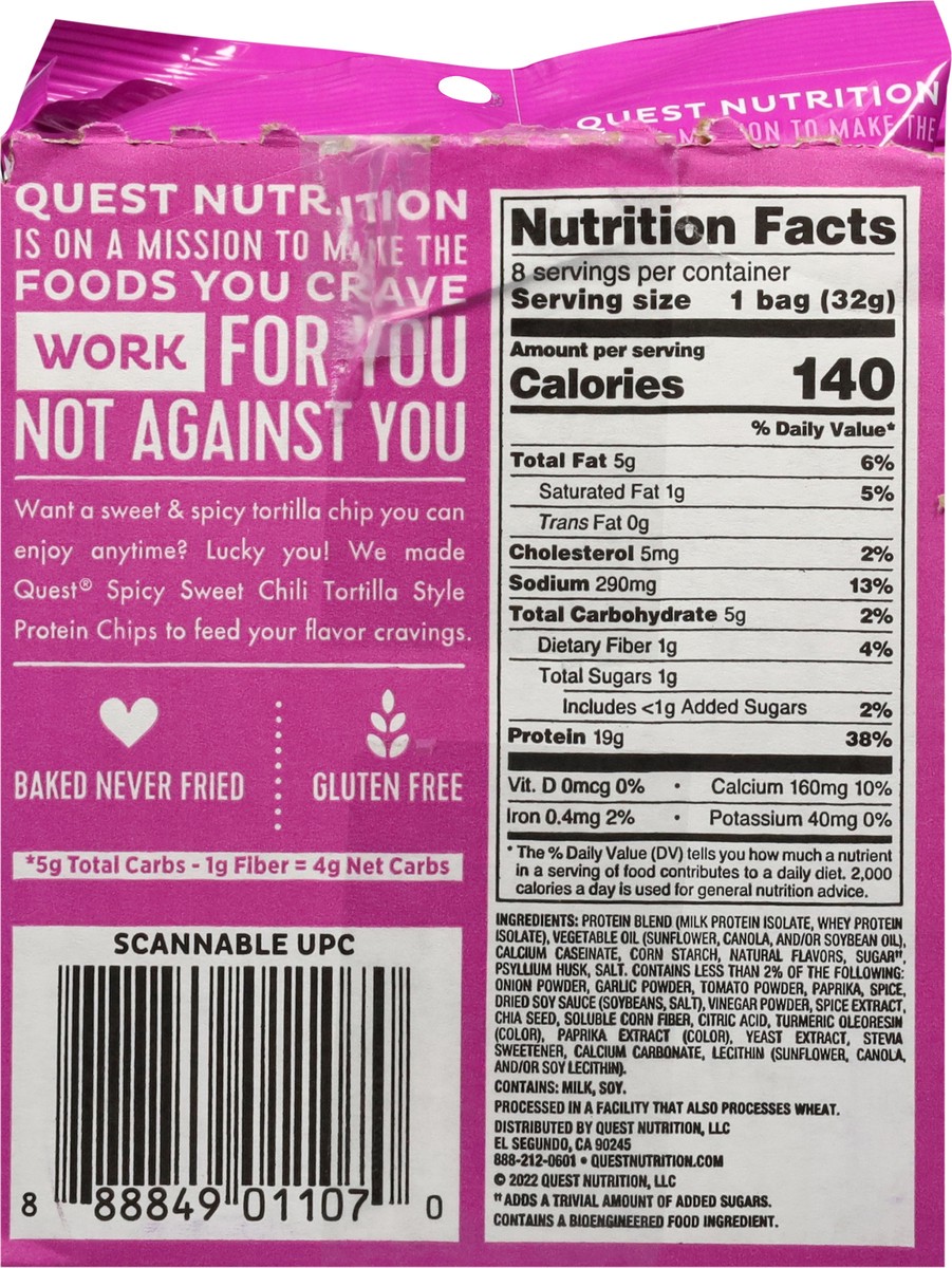 slide 8 of 13, Quest Tortilla Style Spicy Sweet Chili Flavor Protein Chips 8 - 1.1 oz Bags, 8 ct