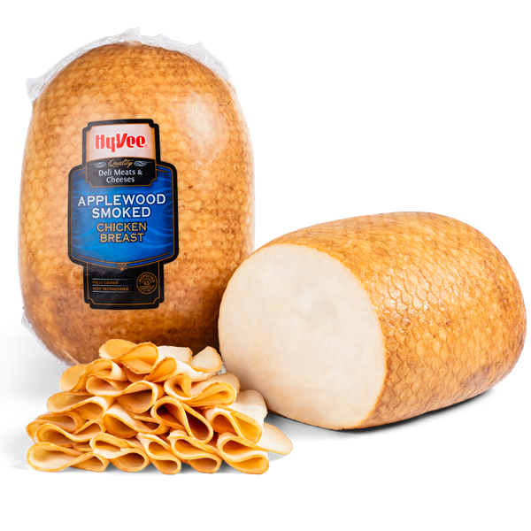 slide 1 of 1, Hy-Vee Premium Sliced Applewood Smoked Chicken Breast, per lb