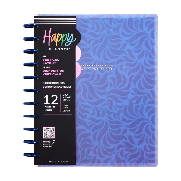 slide 8 of 10, 2024 Happy Planner Monthly/Weekly Big Happy Planner, 8-1/2"" X 11"", Exotic Borders, July 2024 To June 2025, 1 ct