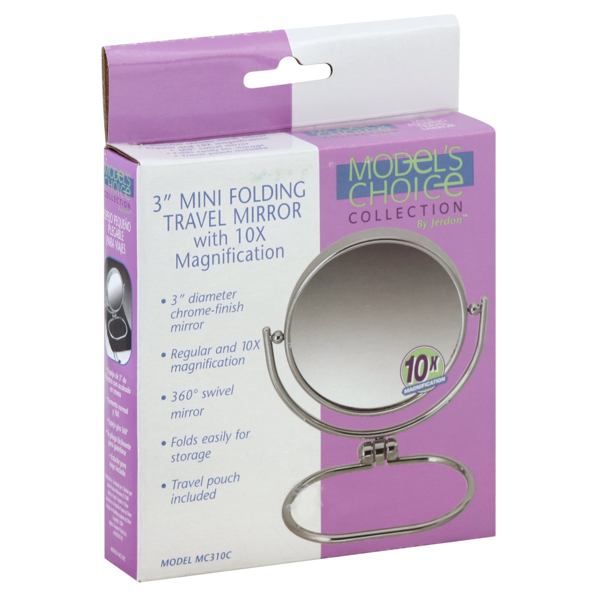 slide 1 of 1, Jerdon Mini Travel Mirror 10X, 1 ct