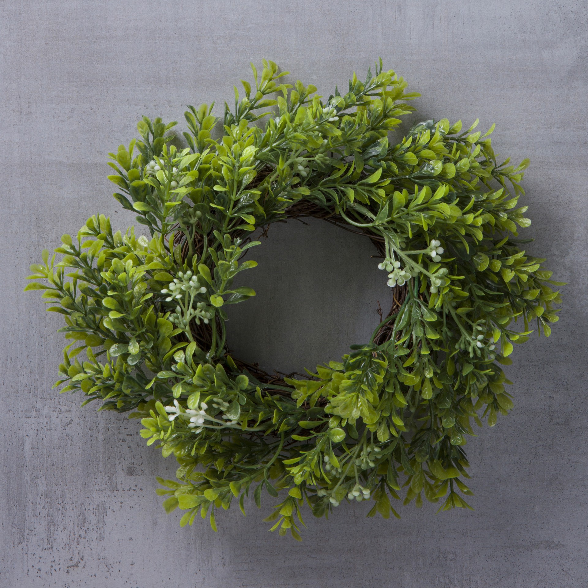 slide 3 of 3, 9" Green Mini Boxwood Wreath With Flowers By Ashland, 9 in x 9 in x 3 in