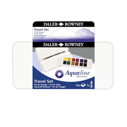 slide 1 of 6, Daler-Rowney Aquafine 12 Color Watercolor Paint Travel Set, includes 12 assorted colors