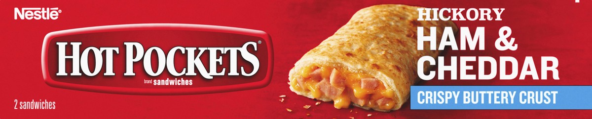 slide 8 of 8, Hot Pockets Hickory Ham & Cheddar Frozen Snacks in a Crispy Buttery Crust, Frozen Ham and Cheese Sandwiches Made with Real Reduced Fat Cheddar Cheese, 2 Count Frozen Sandwiches, 2 ct; 4.5 oz