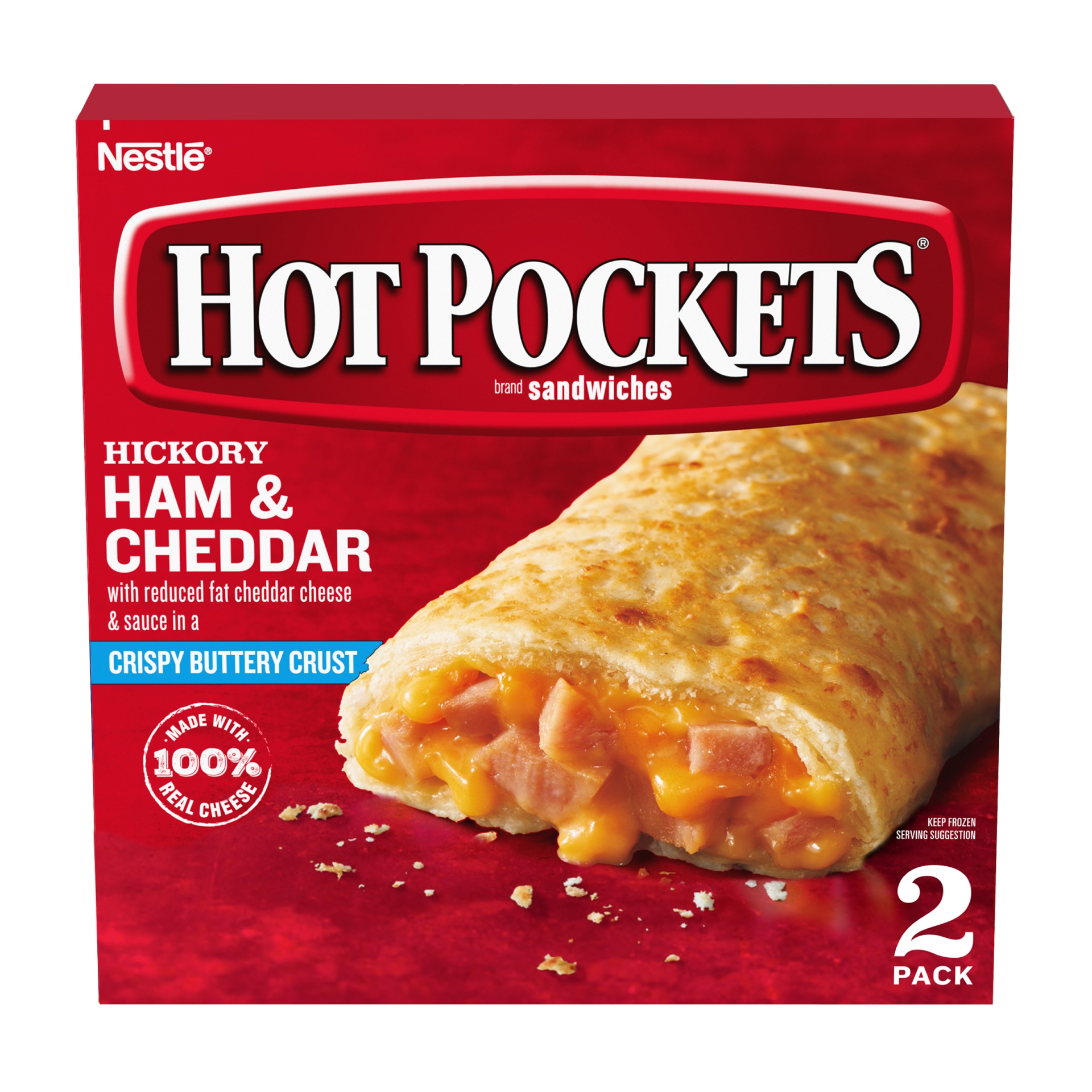slide 10 of 14, Hot Pockets Hickory Ham & Cheddar Crispy Buttery Crust Frozen Snacks, 2 ct; 4.5 oz