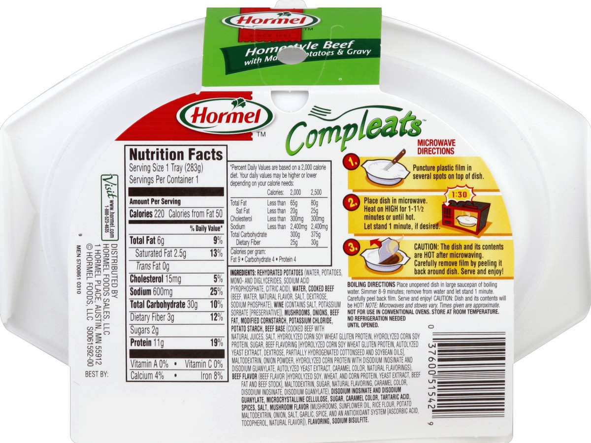 slide 6 of 6, Hormel Microwavable Homestyle Beef Compleats, 10 oz