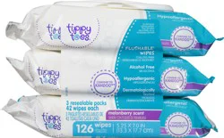 Tippy Toes Melonberry Scent Flushable Wipes 42 126 42 ea 3 ea Card