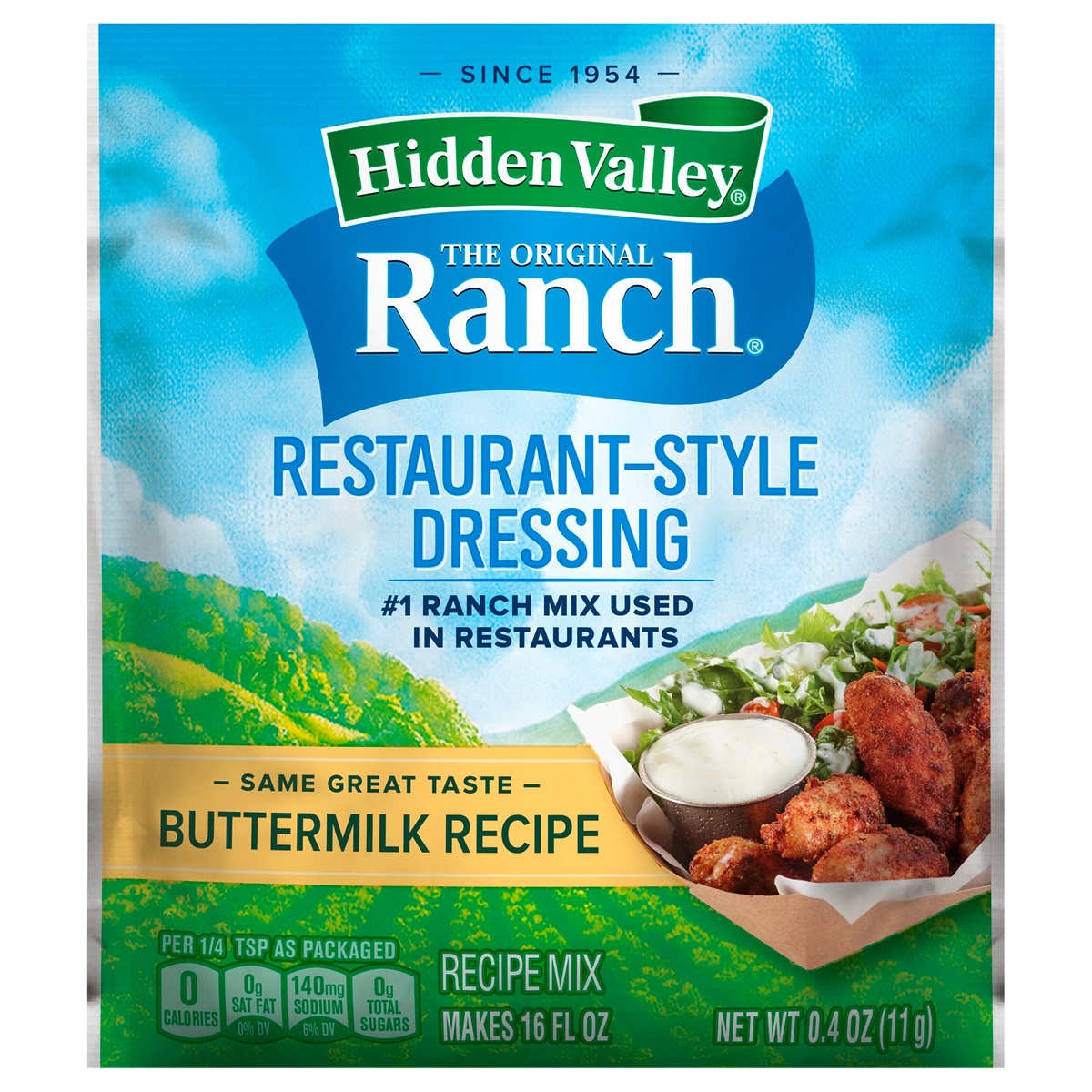slide 1 of 9, Hidden Valley Gluten Free Buttermilk Ranch Salad Dressing & Seasoning Mix Packet, 0.4 oz