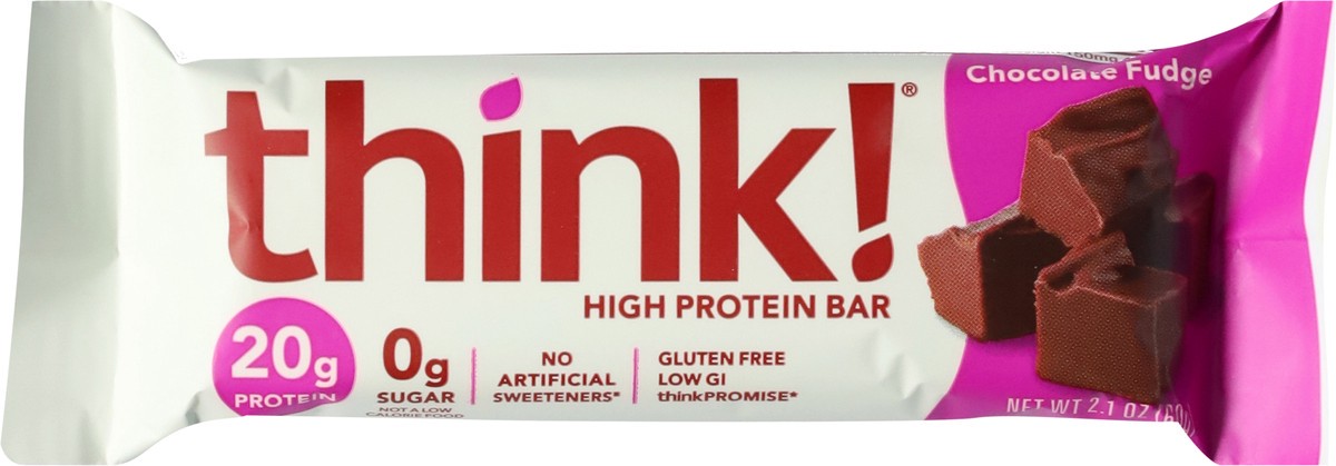 slide 13 of 13, think! thinkThin Chocolate Fudge Protein Bar, 2.1 oz