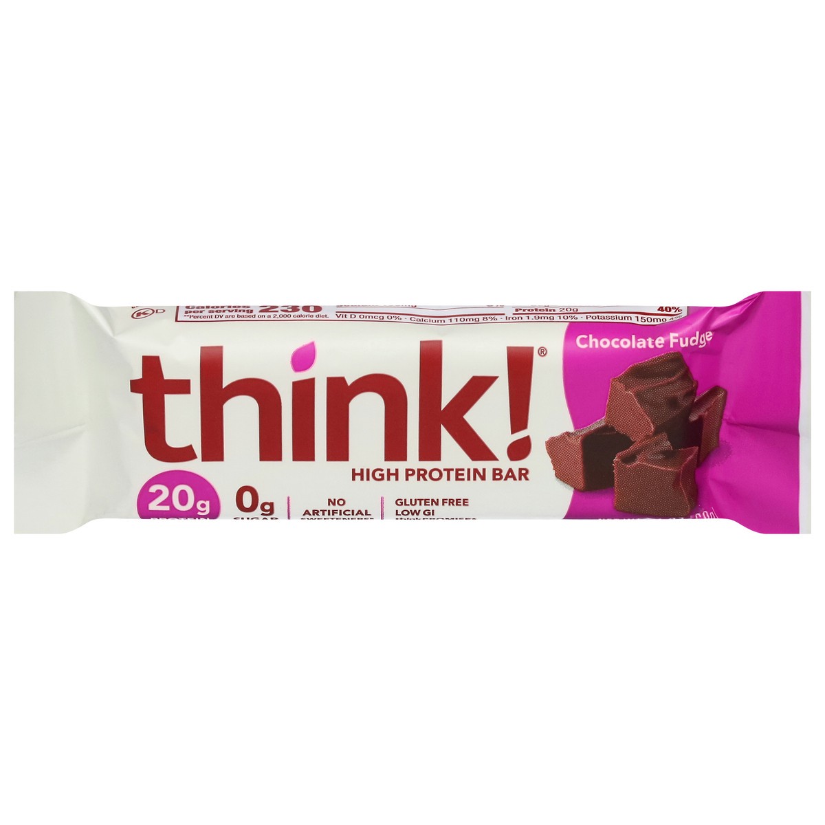 slide 1 of 13, think! thinkThin Chocolate Fudge Protein Bar, 2.1 oz