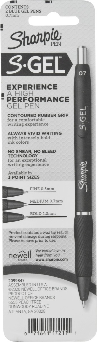 slide 8 of 9, Sharpie S-Gel Medium (0.7 mm) Blue Pens 2 ea, 2 ct