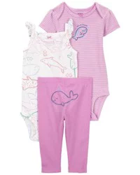 Carter's Carters Baby 3-Piece Whale Little Character Set Purple/White NB