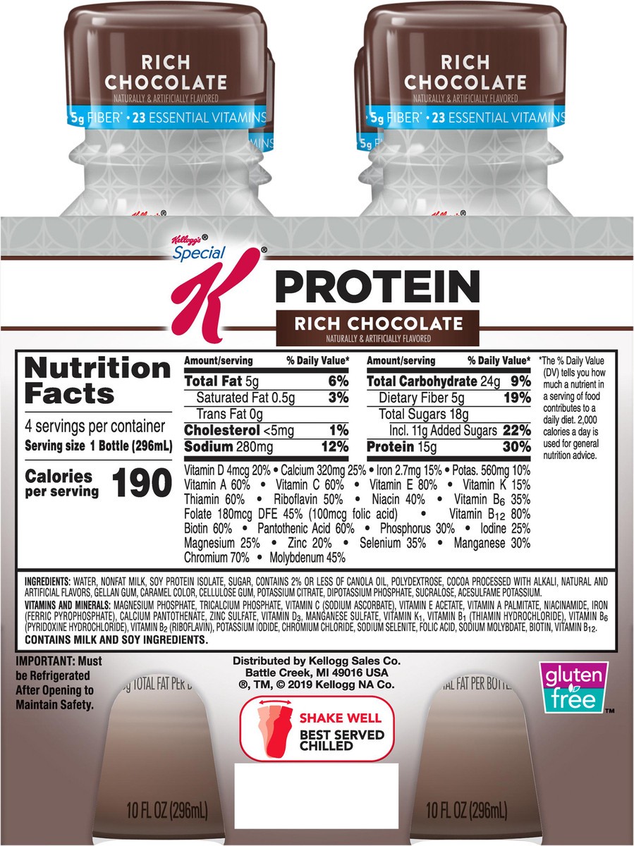 slide 2 of 7, Special K Kellogg's Special K Protein Shakes, Rich Chocolate, 40 oz, 4 Count, 43.88 oz