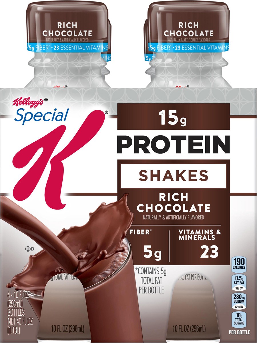 slide 6 of 7, Special K Kellogg's Special K Protein Shakes, Rich Chocolate, 40 oz, 4 Count, 43.88 oz