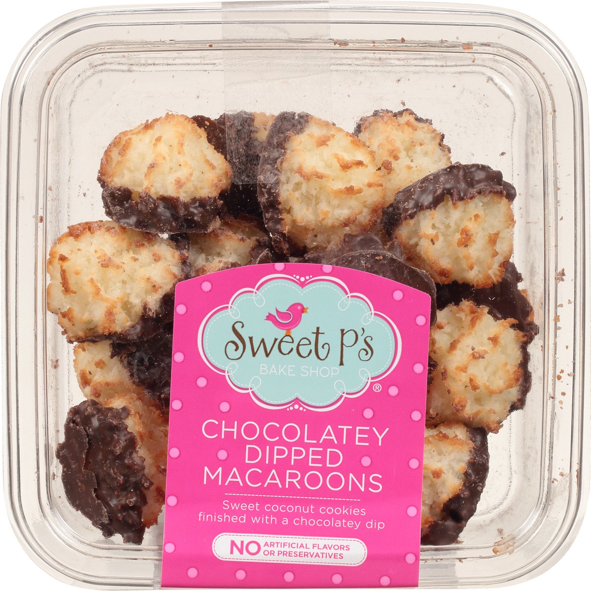 slide 1 of 9, Sweet P's Bake Shop Chocolatey Dipped Macaroons 10 oz, 10 oz