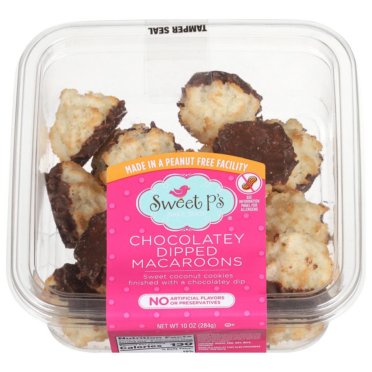 slide 1 of 9, Sweet P's Bake Shop Chocolatey Dipped Macaroons 10 oz, 10 oz
