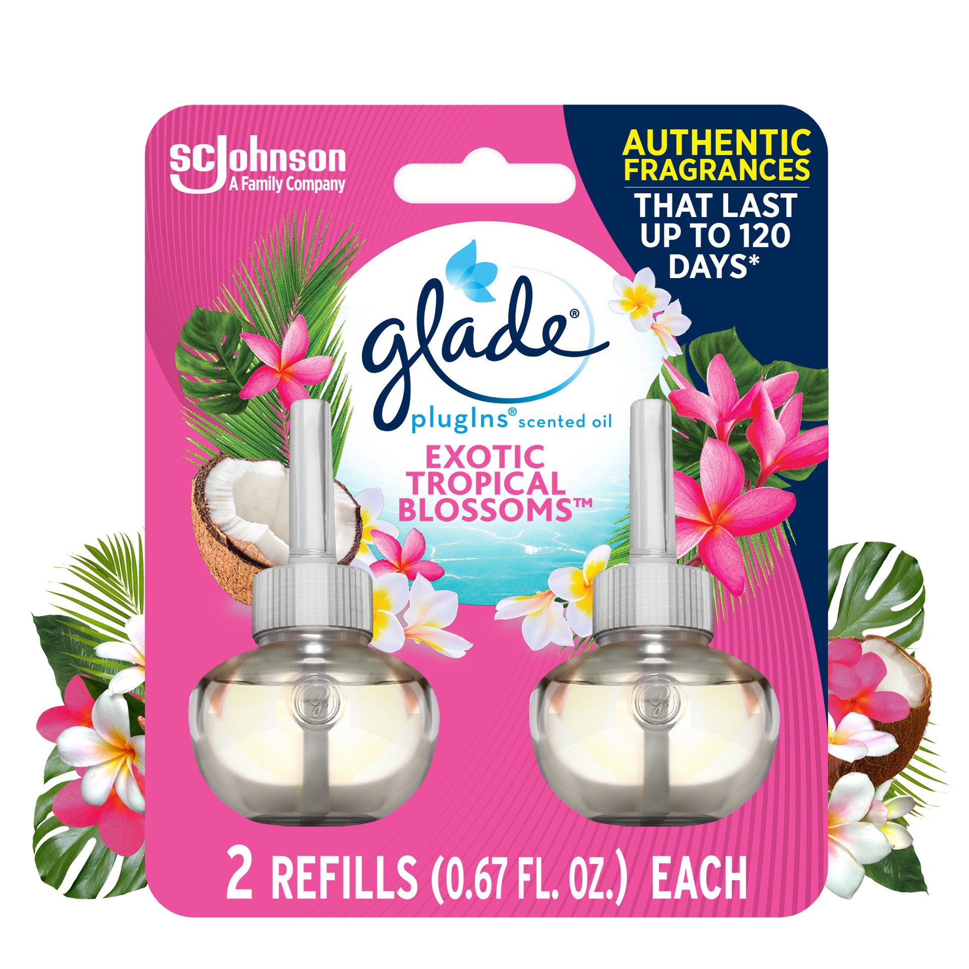 slide 2 of 5, Glade Piso 2 Ct Refills Tropical Blossom, 6.8 oz