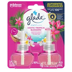 Glade PlugIns Scented Oil 2 Refills, Air Freshener, Exotic Tropical Blossoms, Essential Oil Infused Wall Plug In, 1.34 FL OZ, Pack of 2