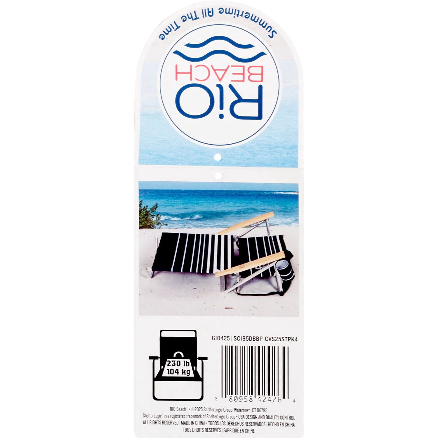 slide 3 of 3, Rio Brands Rio Beach 5-Position Backpack Beach Chair, Navy & White Stripe, 1 ct